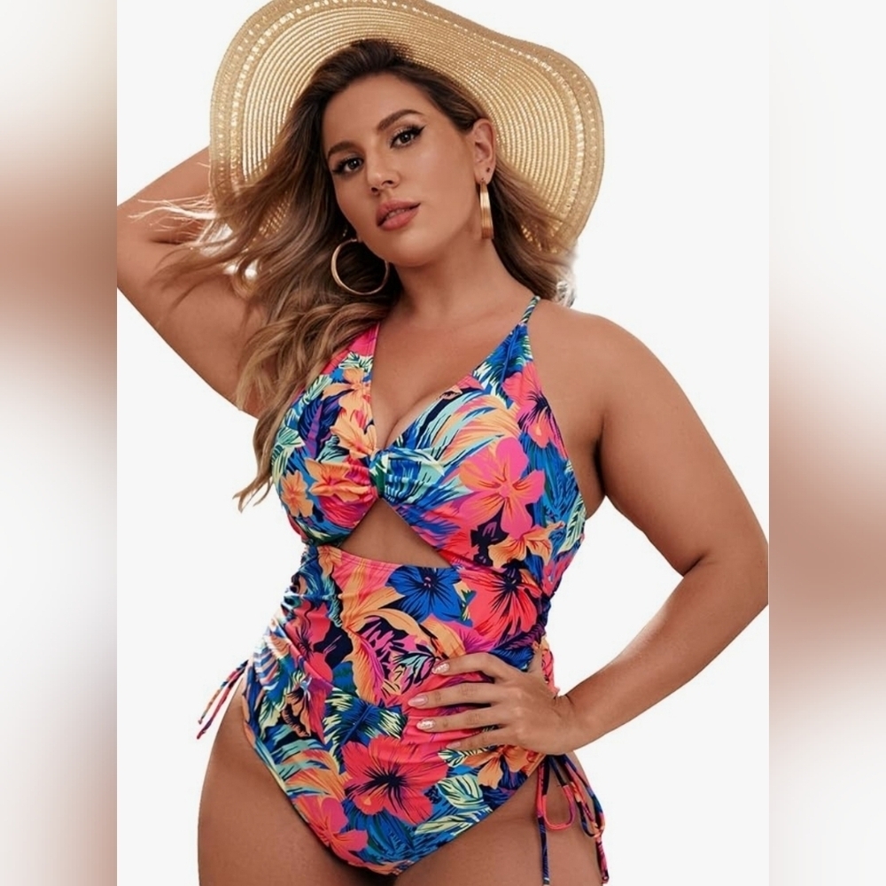 Floral one piece bathing suit 3x